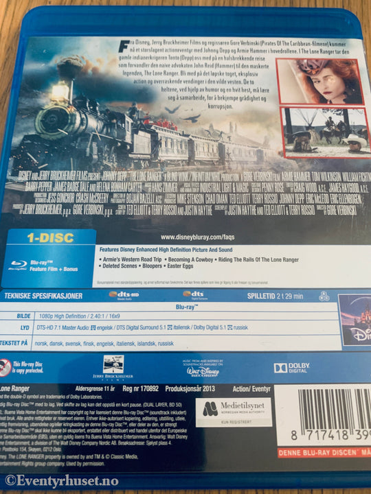 The Lone Ranger (2013). Blu-Ray.