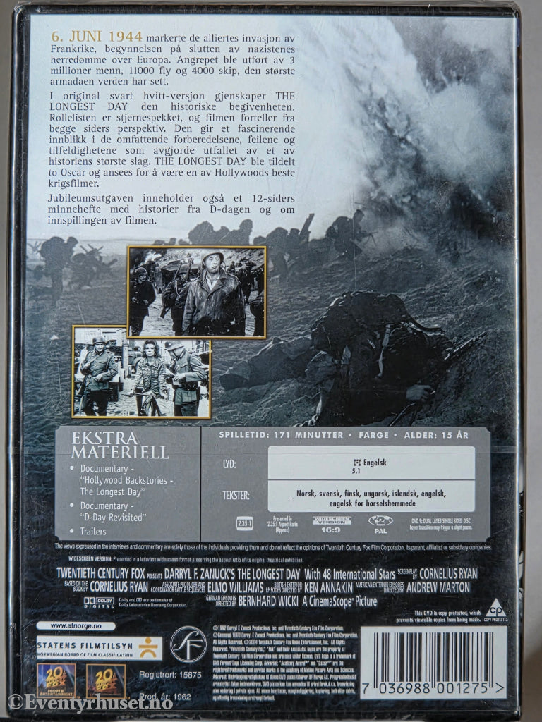 The Longest Day (1962). DVD. Jubileumsutgave. Ny i plast!