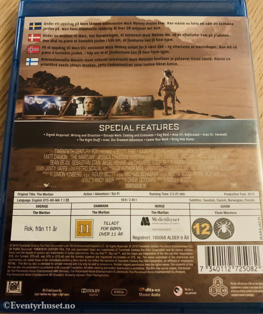 The Martian. Blu-Ray. Blu-Ray Disc