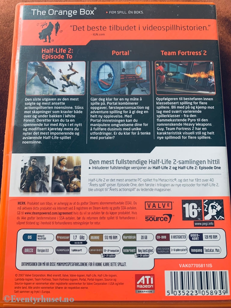 The Orange Box - Half-Life 2 + Portal. Pc-Spill. Pc Spill