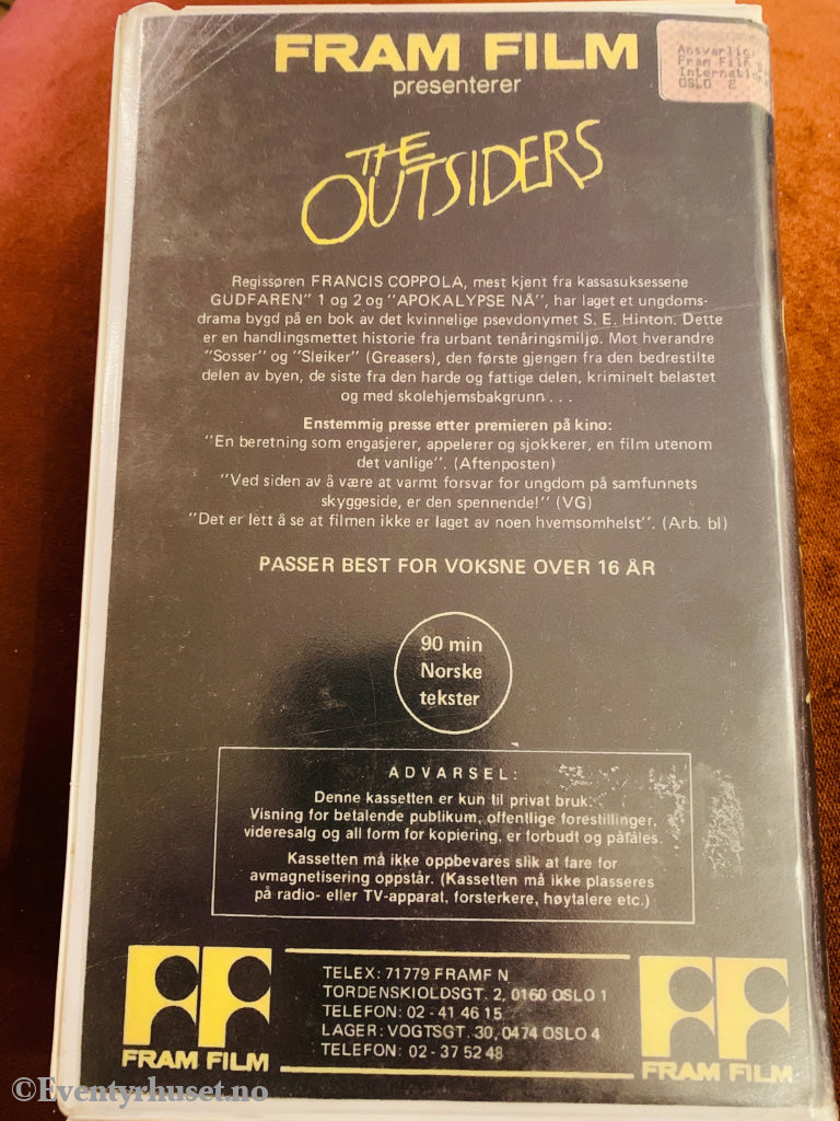 The Outsiders. VHS Big Box.