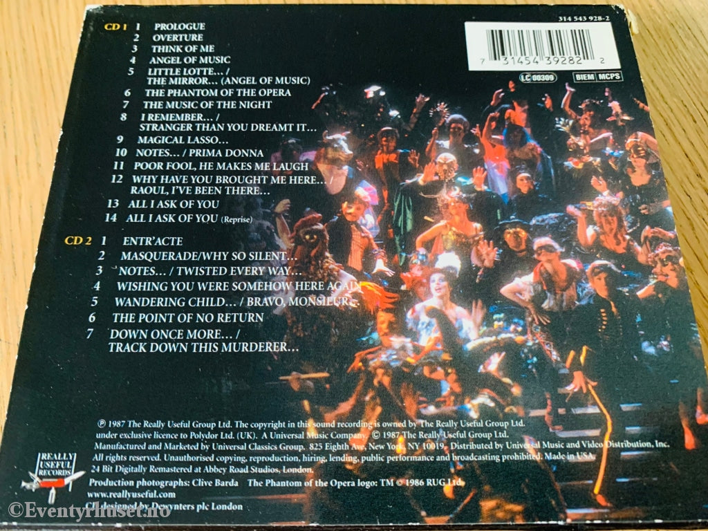 The Phantom Of The Opera. 1987. 2 X Cd. Cd