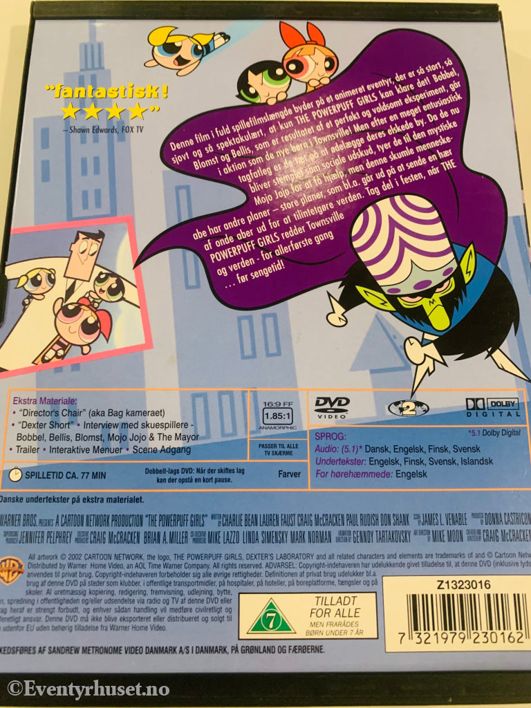 The Powerpuff Girls - Movie. 2002. Dansk Utgave. Dvd Snapcase.