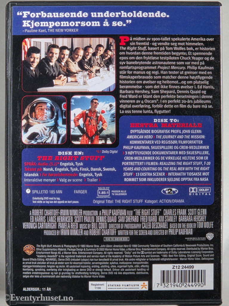 The Right Stuff. 1983. DVD.