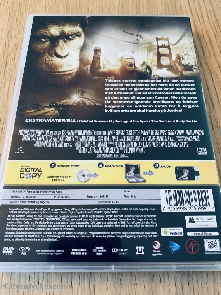 The Rise Of Planet Apes. 2011. Dvd. Dvd