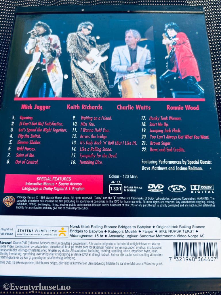 The Rolling Stones: Bridges to Babylon Tour '97-'98. DVD snapcase.