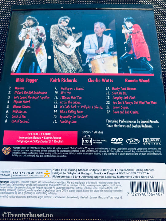 The Rolling Stones: Bridges to Babylon Tour '97-'98. DVD snapcase.