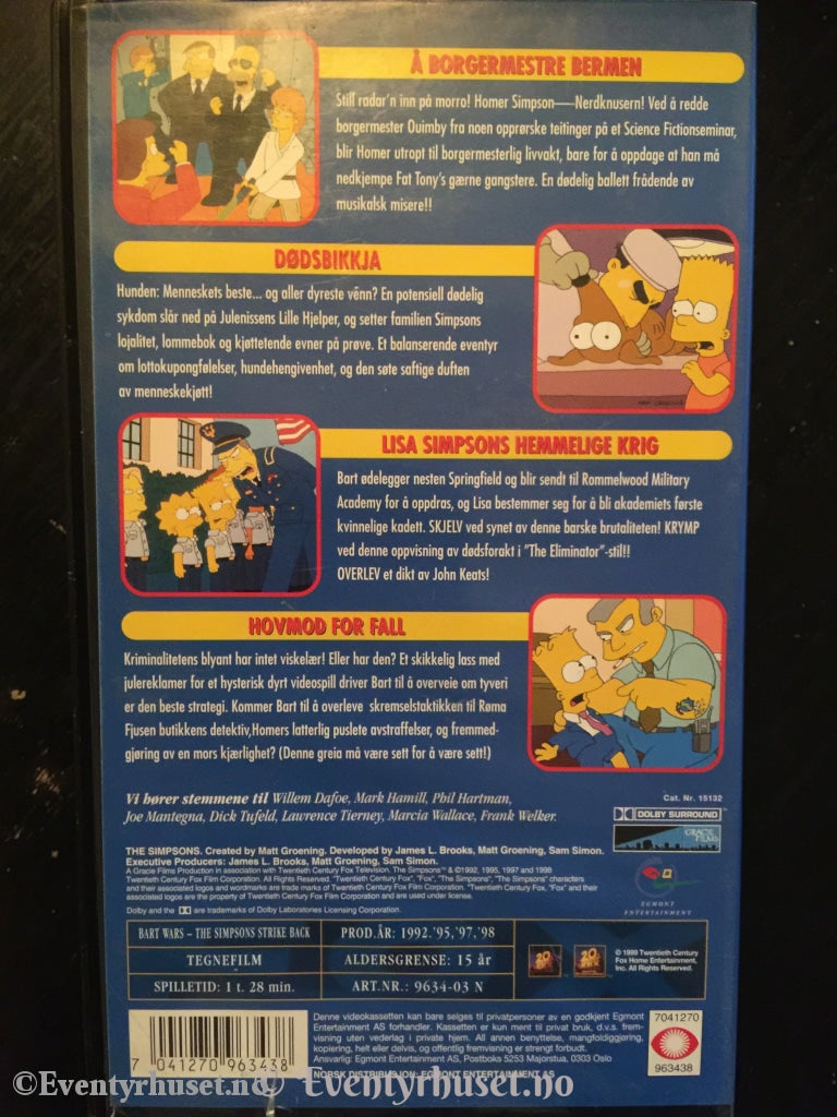 Bart Wars - The Simpsons Strikes Back. 1992 98. Vhs (Norsk).