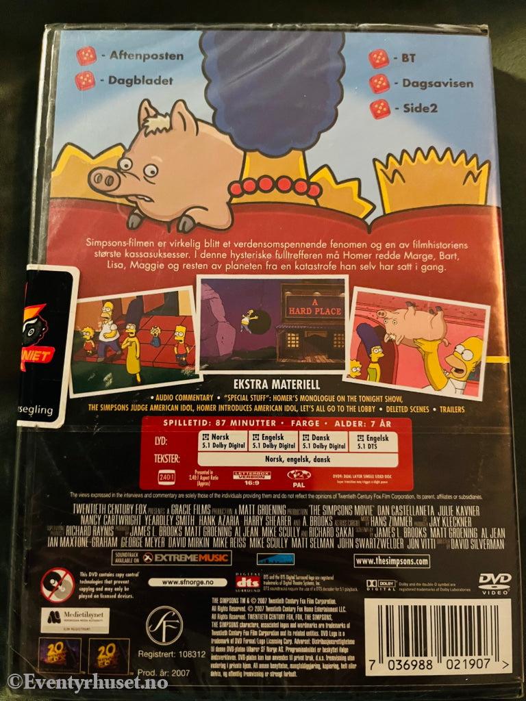 The Simpsons Movie. Dvd. Ny I Plast! Dvd