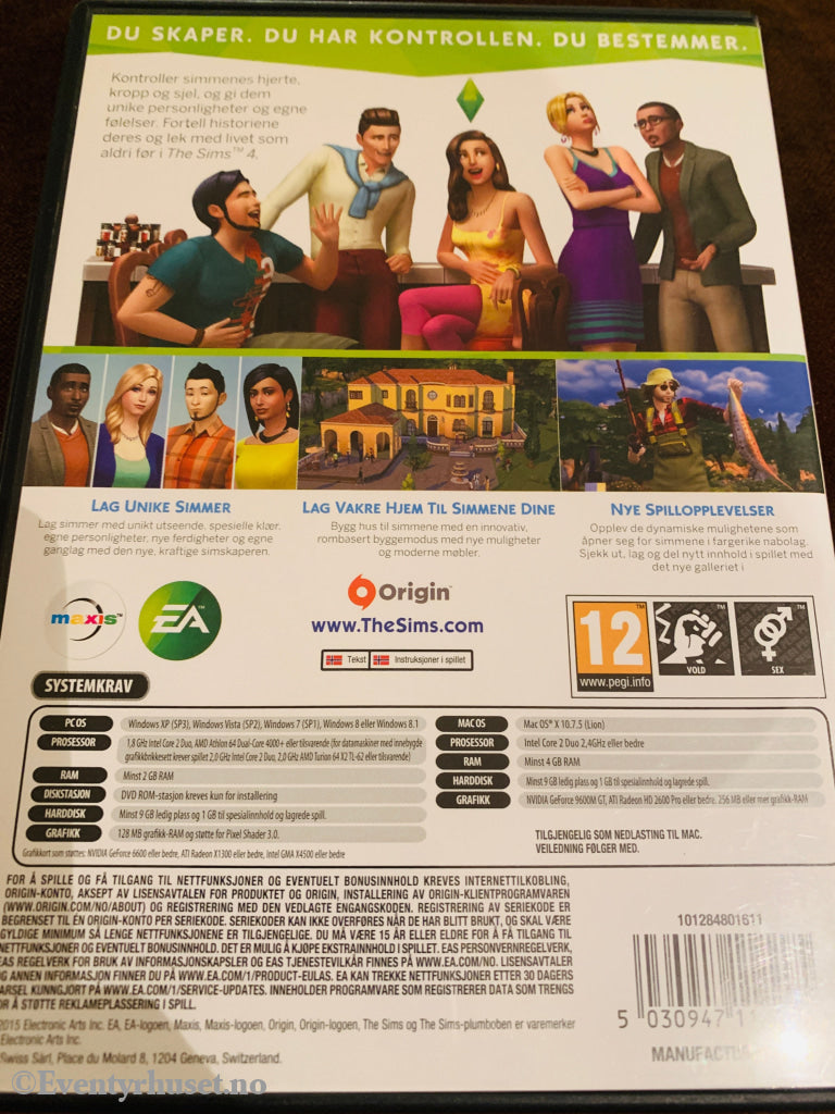 The Sims 4. 2014. PC/Mac DVD-spill.