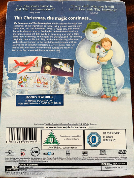 The Snowman (Snømannen). 1982. Dvd Slipcase. Ny I Plast!