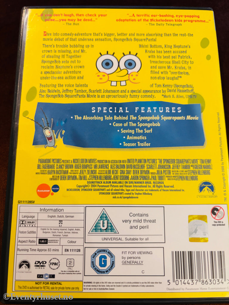 The SpongeBob SquarePants Movie. DVD.
