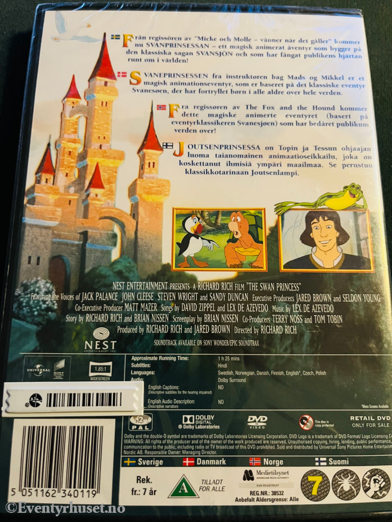 The Swan Princess(Svaneprinsessen). 1994. Dvd. Ny I Plast! Dvd