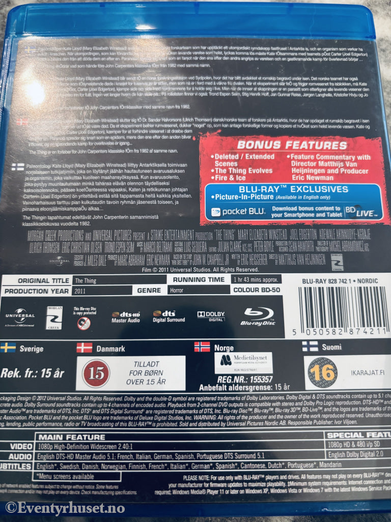 The Thing (2011). Blu-ray.