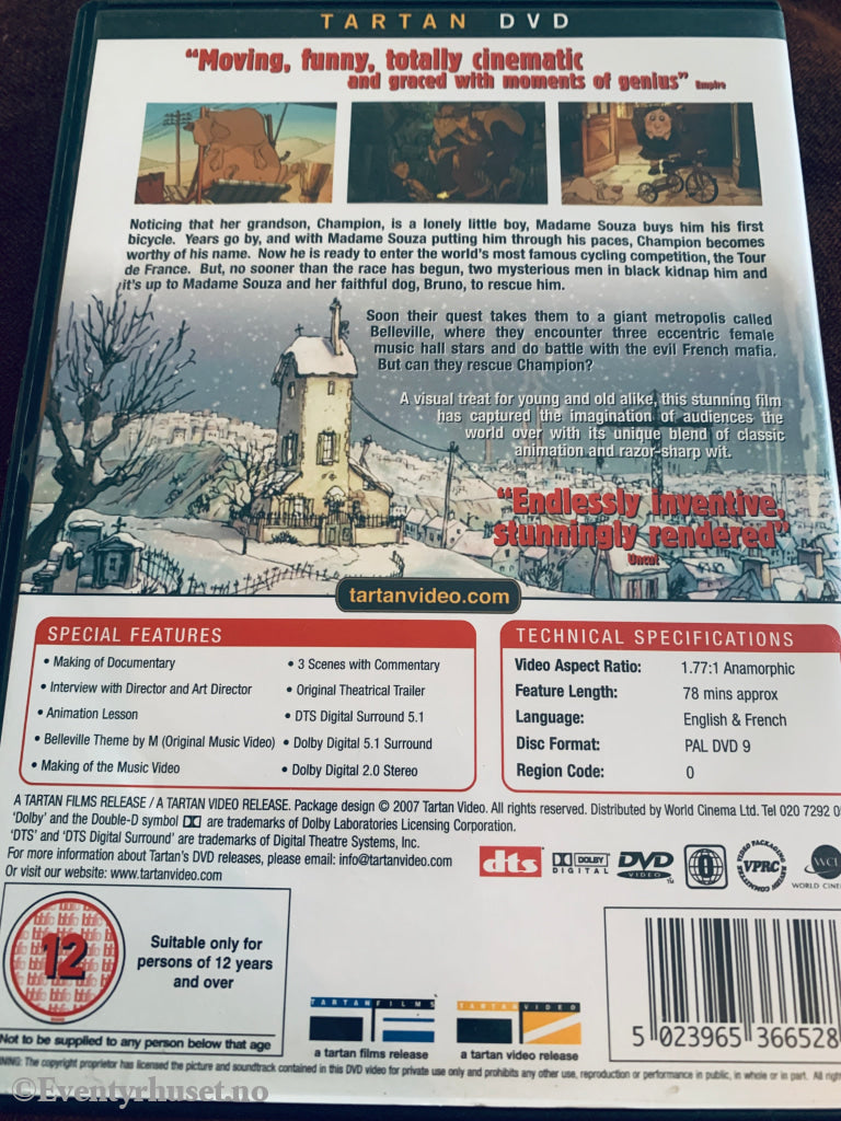 The Triplets of Belleville (Trillingene fra Belleville). 2004. DVD. DVD