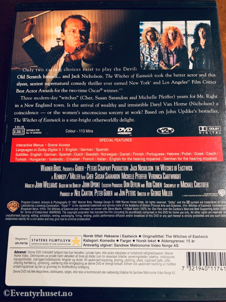 The Witches Of Eastwick. Dvd Snapcase.