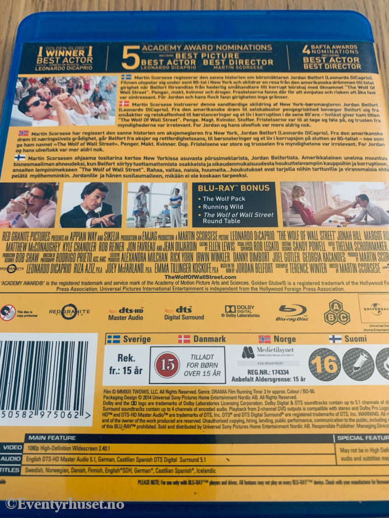 The Wolf of Wall Street (2013). Blu-Ray.