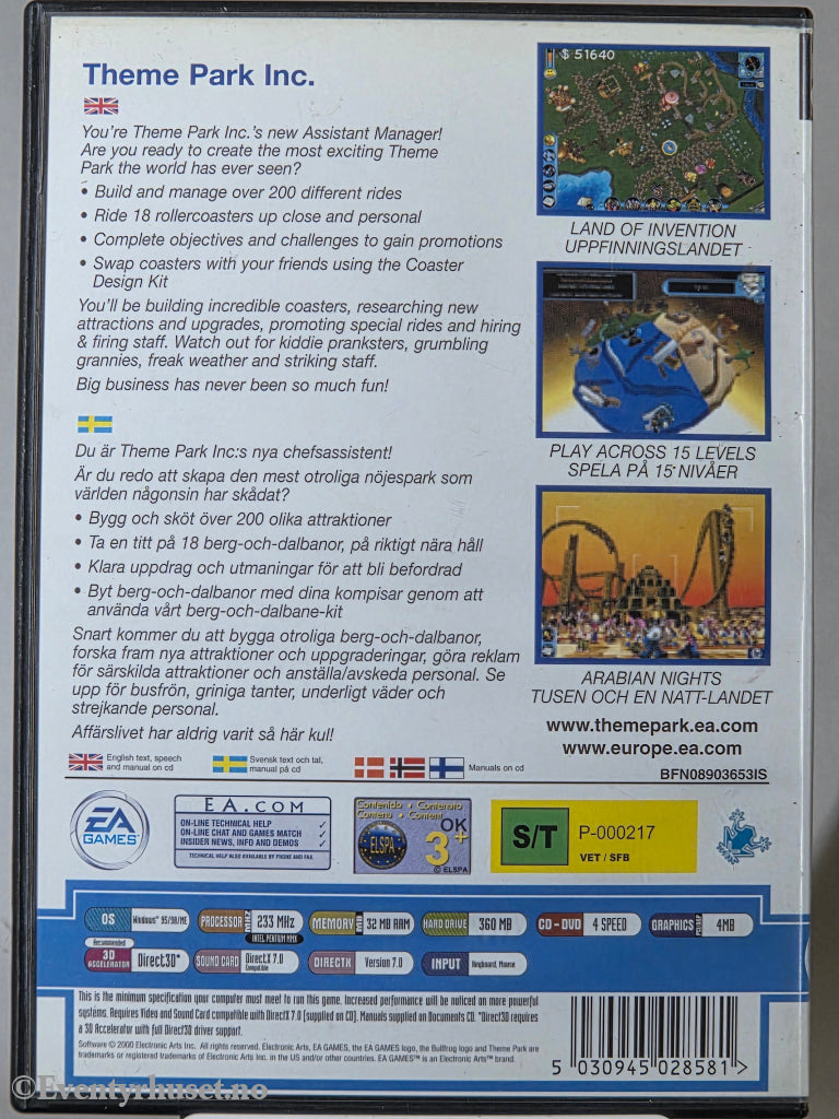 Theme Park Inc. 2001. PC-spill.