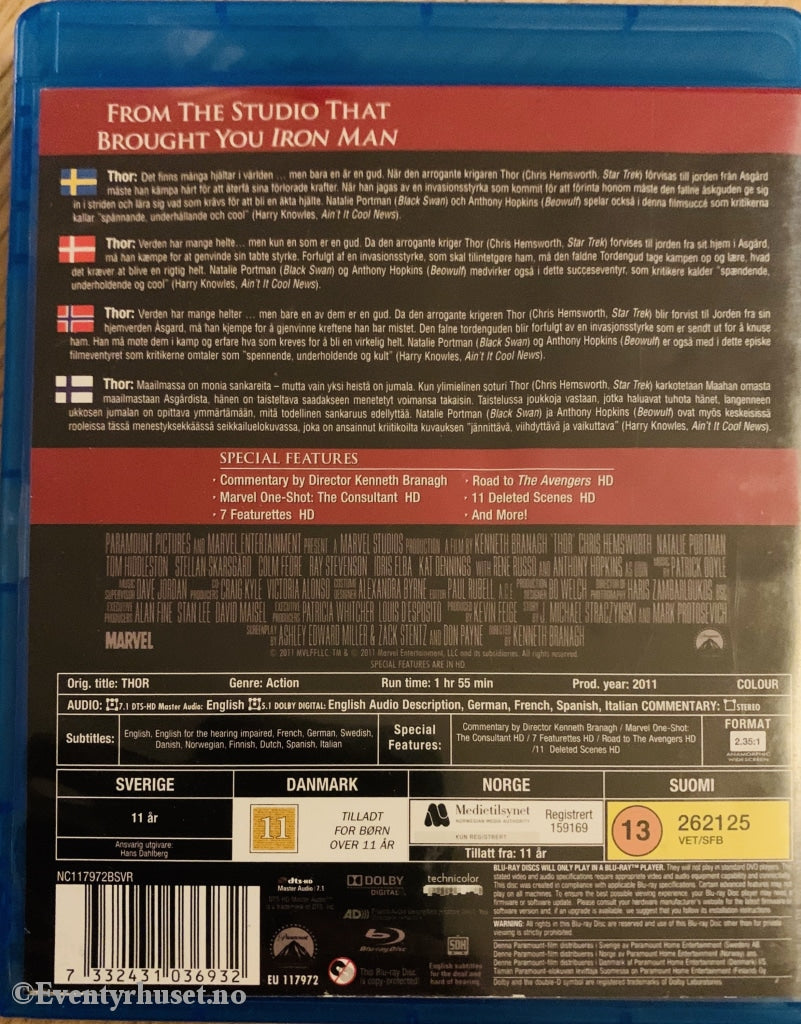Thor. Blu-Ray. Blu-Ray Disc