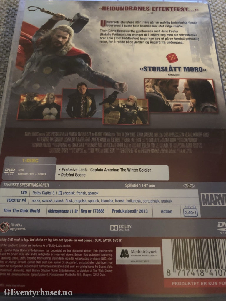 Thor. The Dark World. 2013. Dvd. Dvd