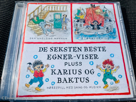 Thorbjørn Egner. 1993. De Seksten Beste Egner-Viser Pluss Karius Og Baktus. Cd (Blå). Lydbok