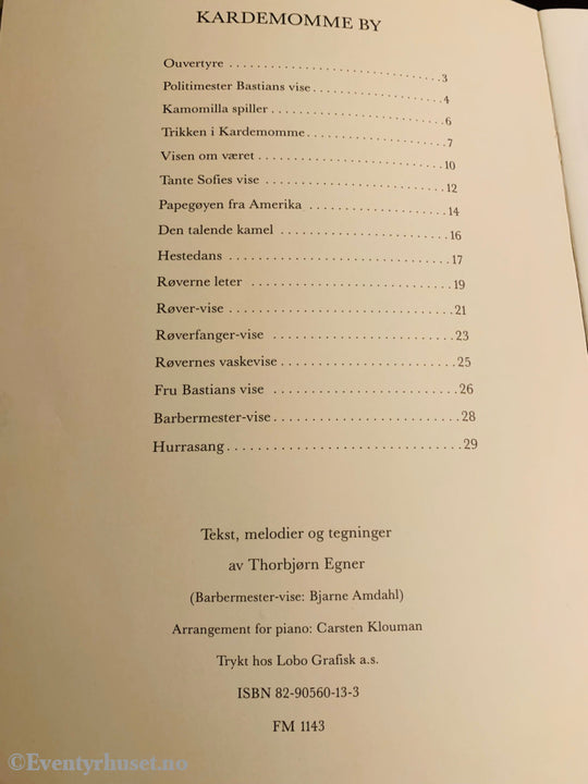 Thorbjørn Egner. Folk Og Røvere I Kardemomme By. Notehefte. Hefte