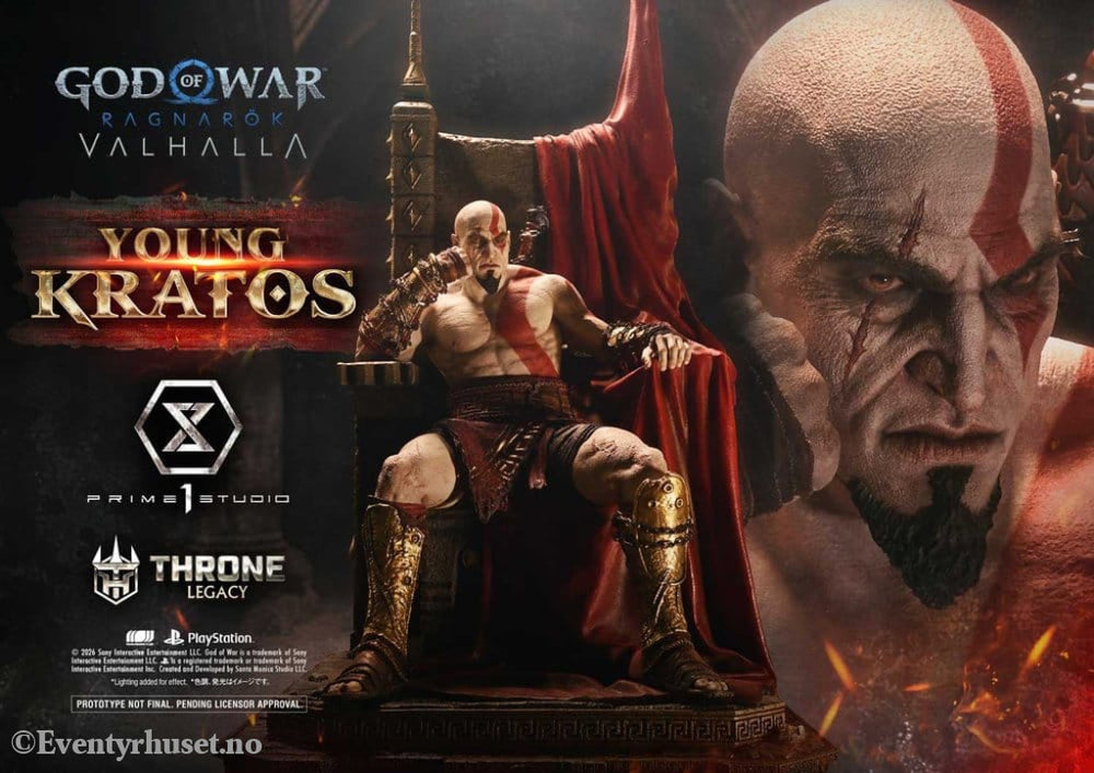 Throne Legacy God of War Series Statue 1/3 Ragnarok Young Thyself Kratos 91 cm Collectibles