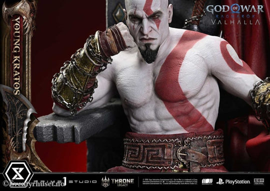 Throne Legacy God of War Series Statue 1/3 Ragnarok Young Thyself Kratos 91 cm Collectibles