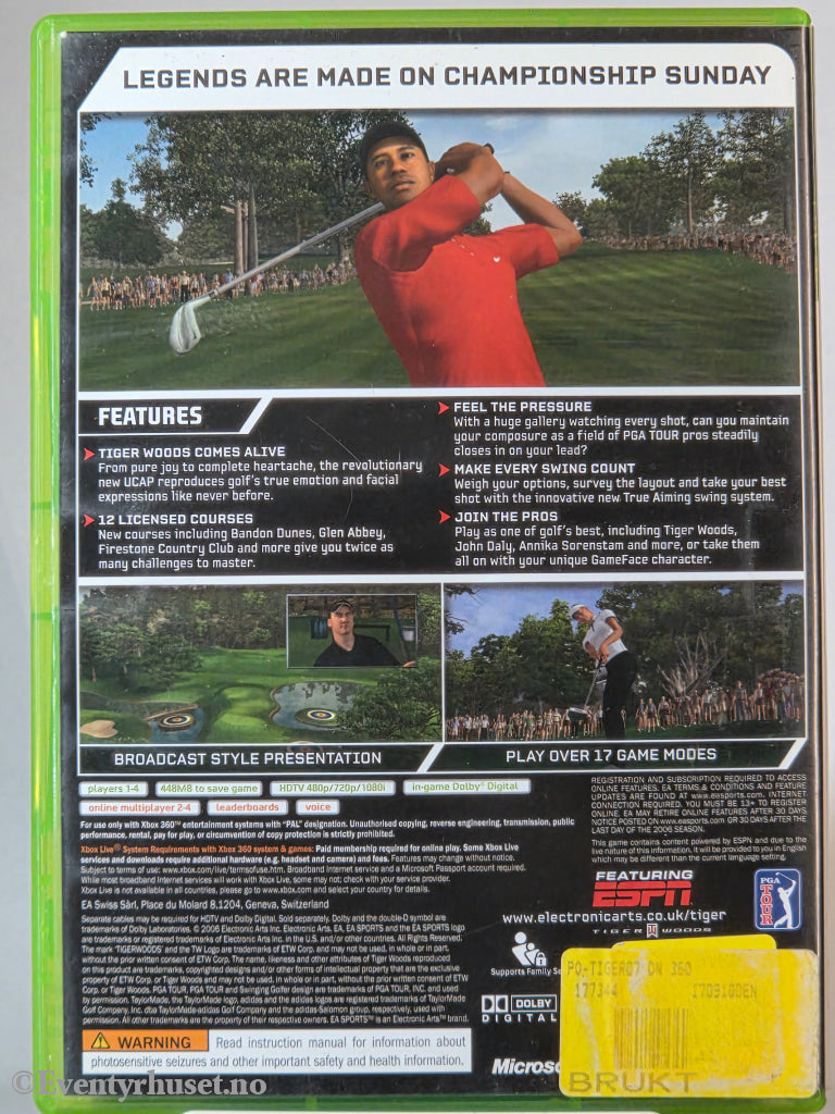 Tiger Woods PGA Tour 07. Xbox 360 Walt Disney Home Video