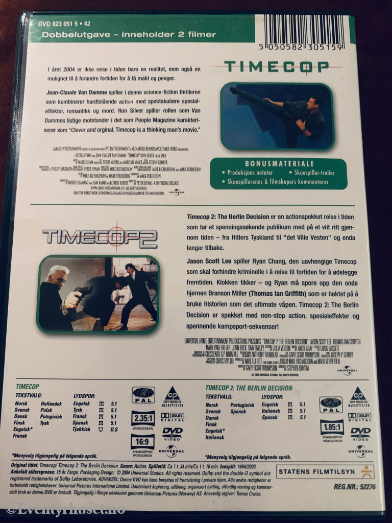 Timecop / Timecop 2: The Berlin Decision. DVD.