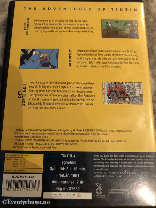 Tintin 4. 1991. Dvd. Dvd