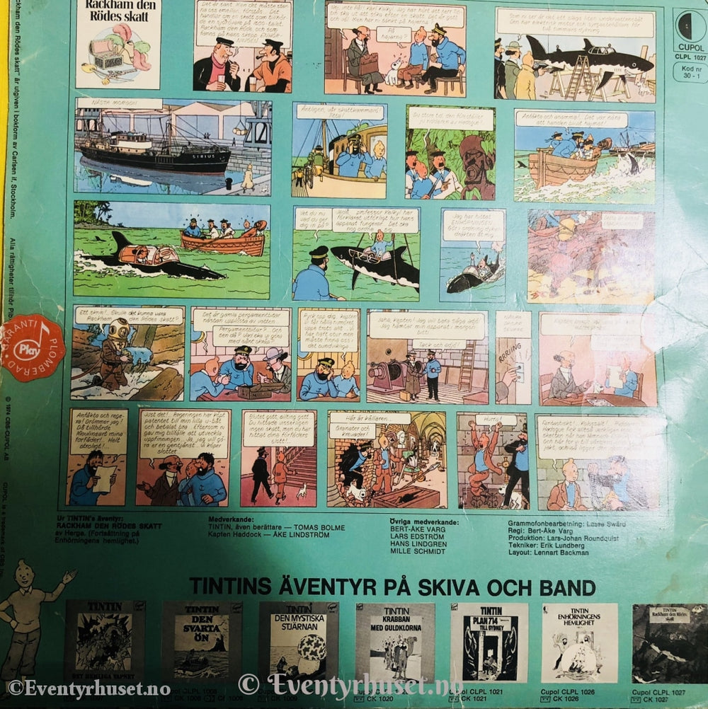 Tintin. Rackham Den Rödes Skatt. 1974. Lp. Lp Plate