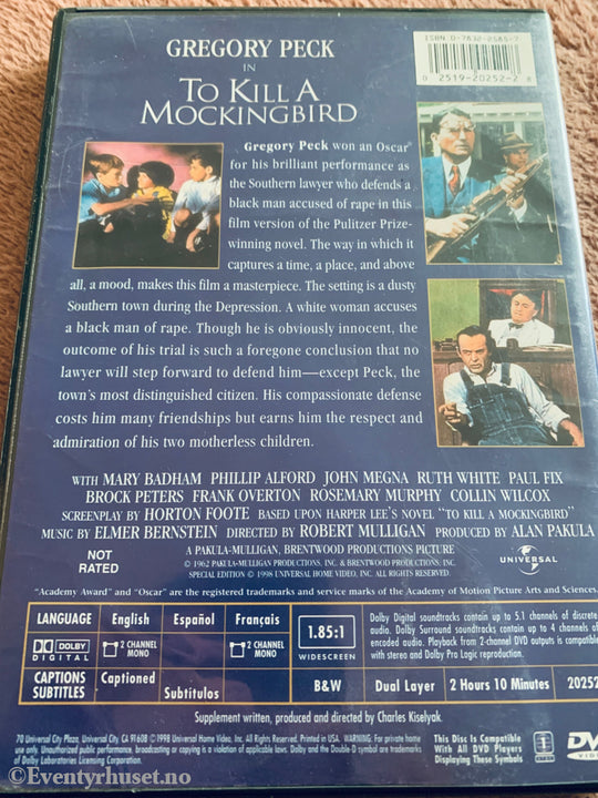 To Kill a Mockingbird (1962). DVD.