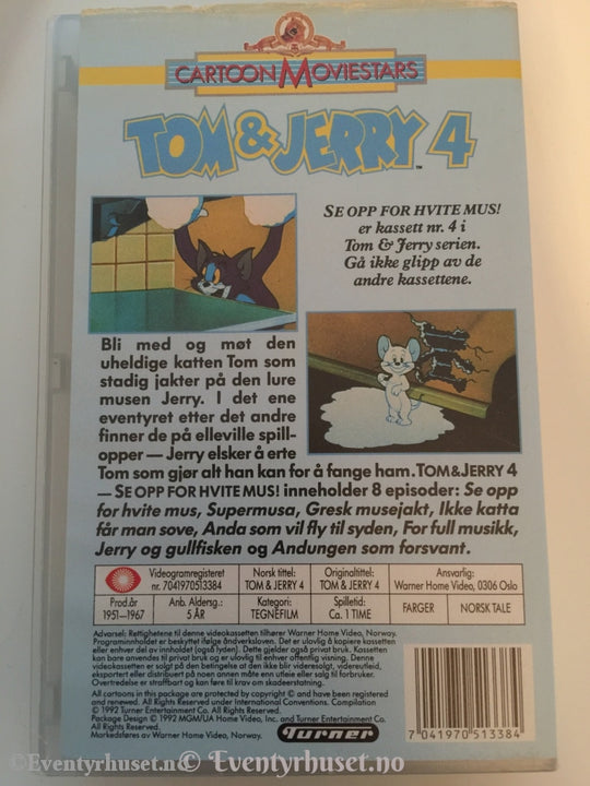 Tom & Jerry 4. Se Opp For Hvite Mus! Vhs. Vhs