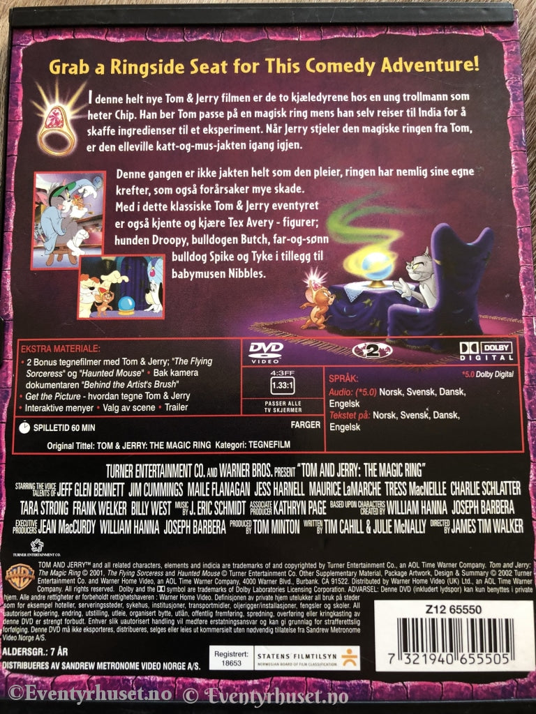 Tom & Jerry. Den Magiske Ringen. 2001. Dvd Letterbox.