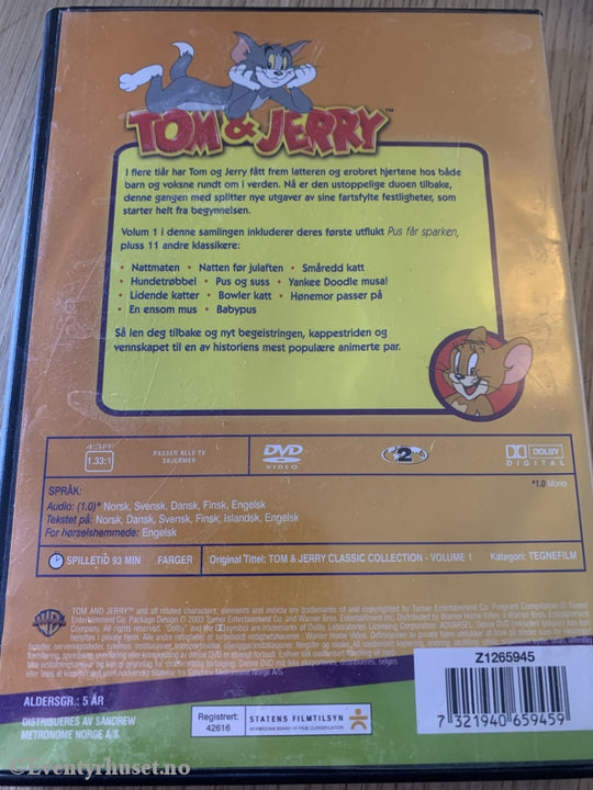 Tom & Jerry. Samlede Narrestreker. Vol. 1. 2003. Dvd. Dvd