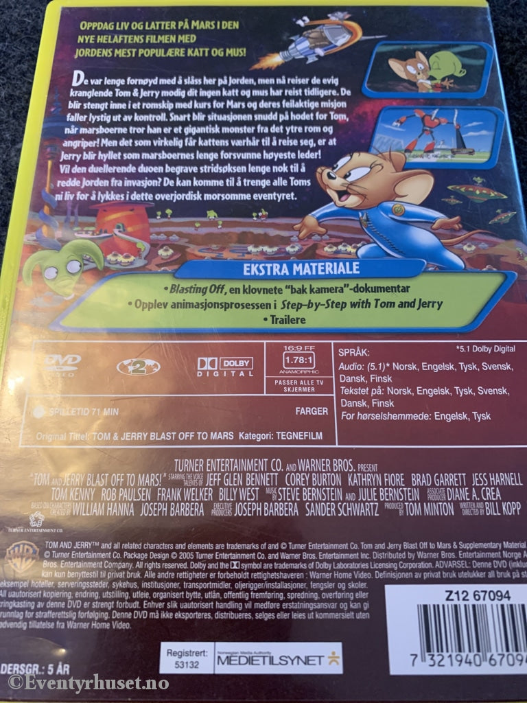 Tom & Jerry Tar Av Til Mars. 2005. Dvd. Dvd