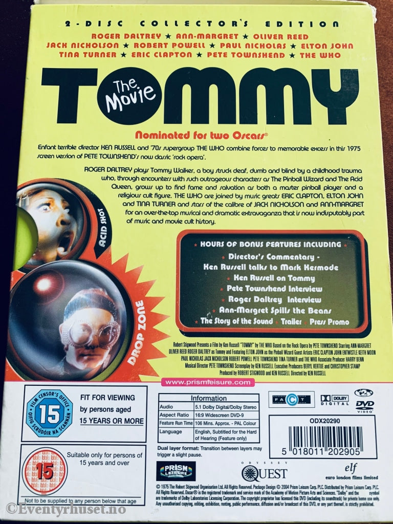 Tommy. 1975. Dvd Slipcase.