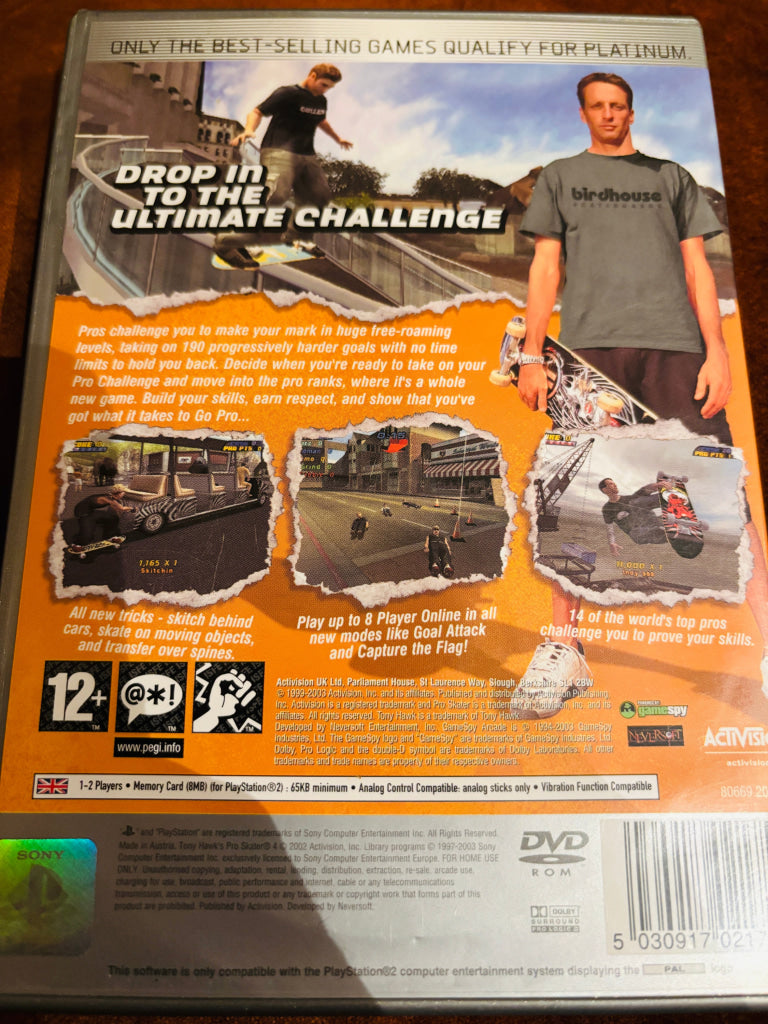 Tony Hawk's Pro Skater 4. PS2.