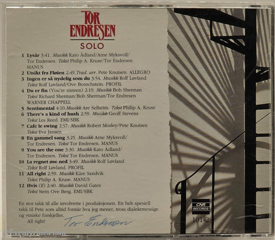 Tor Endresen - Solo 1991 . Musikk-CD.