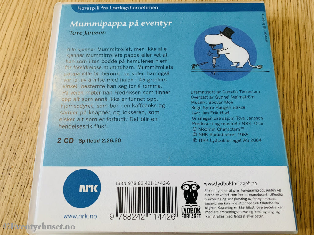 Tove Jansson. 1985/04. Mummipappa På Eventyr - Hørespill Fra Lørdagsbarnetimen (Nrk). Lydbok 2 Cd.