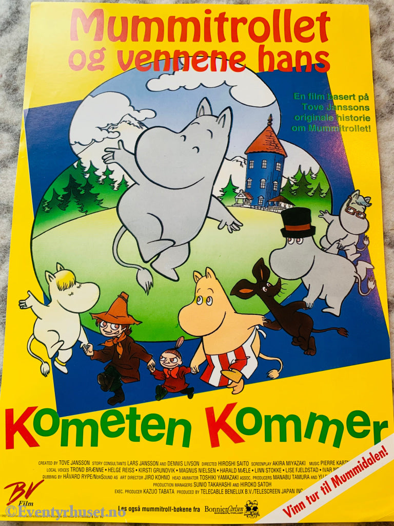 Tove Jansson. Mummitrollet - Kometen Kommer. Vaskeseddel. Vaskeseddel/Brosjyre