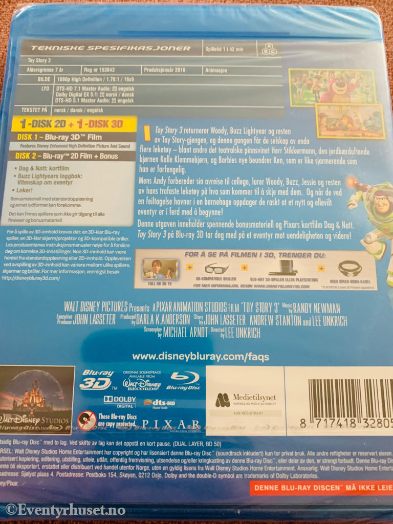 Toy Story 3. Blu-ray 3D. Ny i plast!