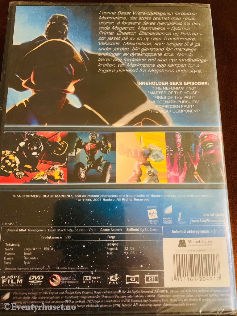 Transformers Beast Machines. Sesong 1. Vol. 1999. Dvd. Ny I Plast! Dvd