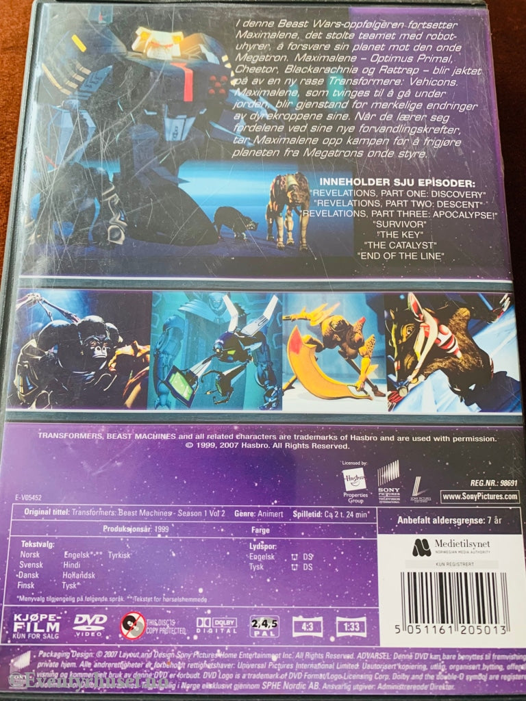 Transformers Beast Machines. Sesong 1. Vol. 2. 1999. Dvd. Dvd