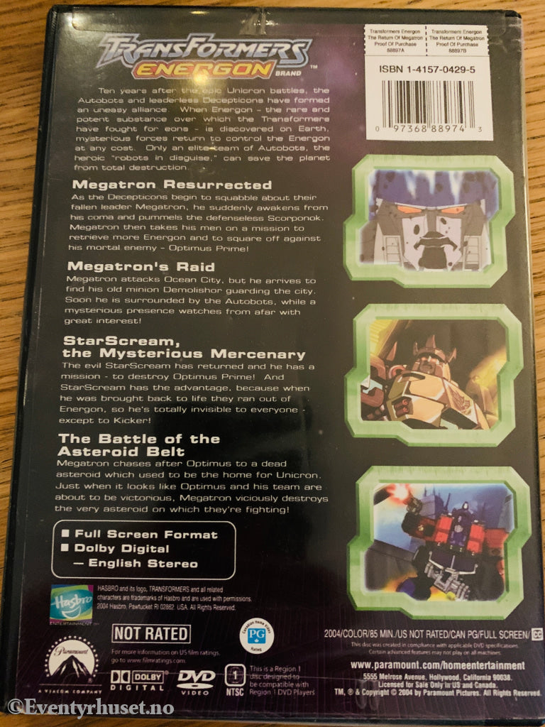 Transformers: Energon – The Return of Megatron (2004). DVD.