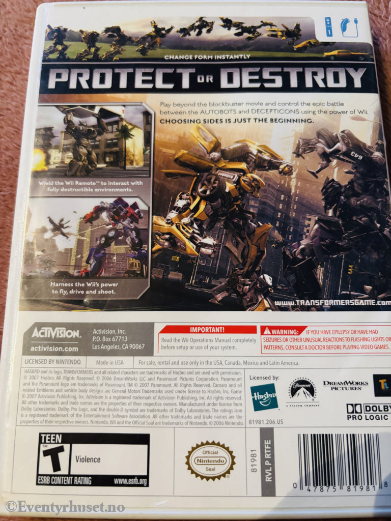 Transformers: The Game. Nintendo Wii.