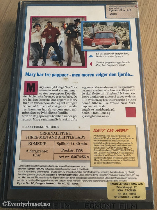 Tre Menn Og En Liten Dame. 1990. Vhs Big Box.