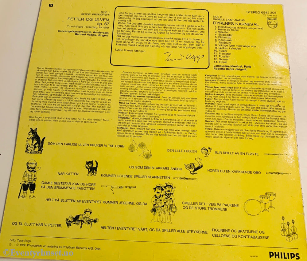Trond-Viggo Torgersen (Forteller). 1976. Petter og Ulven / Dyrenes Karneval. LP.