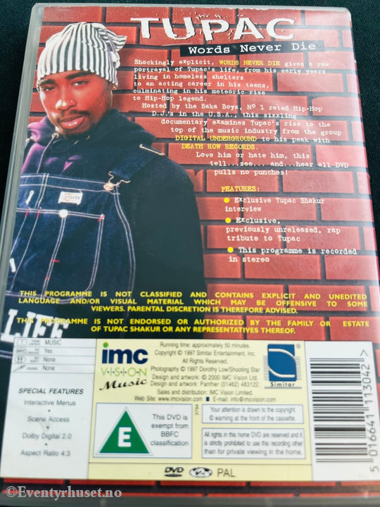 Tupac - Words Never Die. Dvd. Dvd